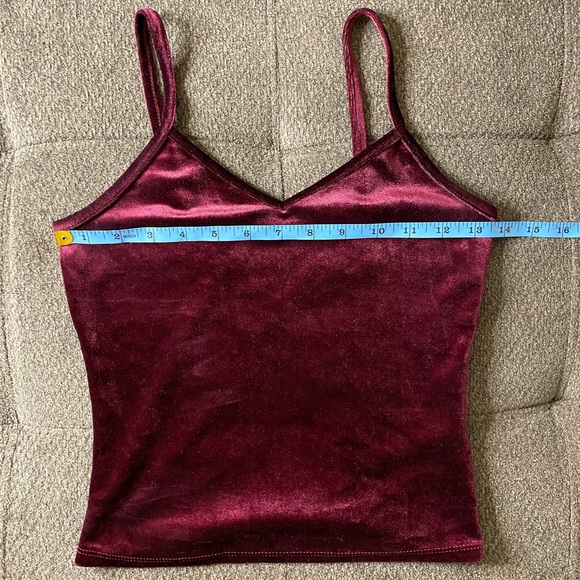 Garage Rich Wine Velvet Crop Tank Top - Picture 5 of 10